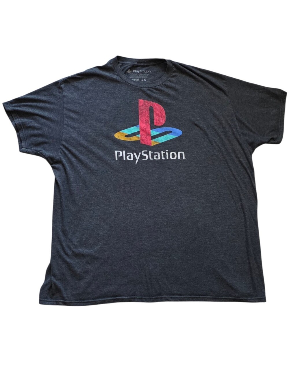 ​PlayStation 2XL Gray Sony Retro Gaming Classic Logo Tee Shirt Vintage Y2K XXL